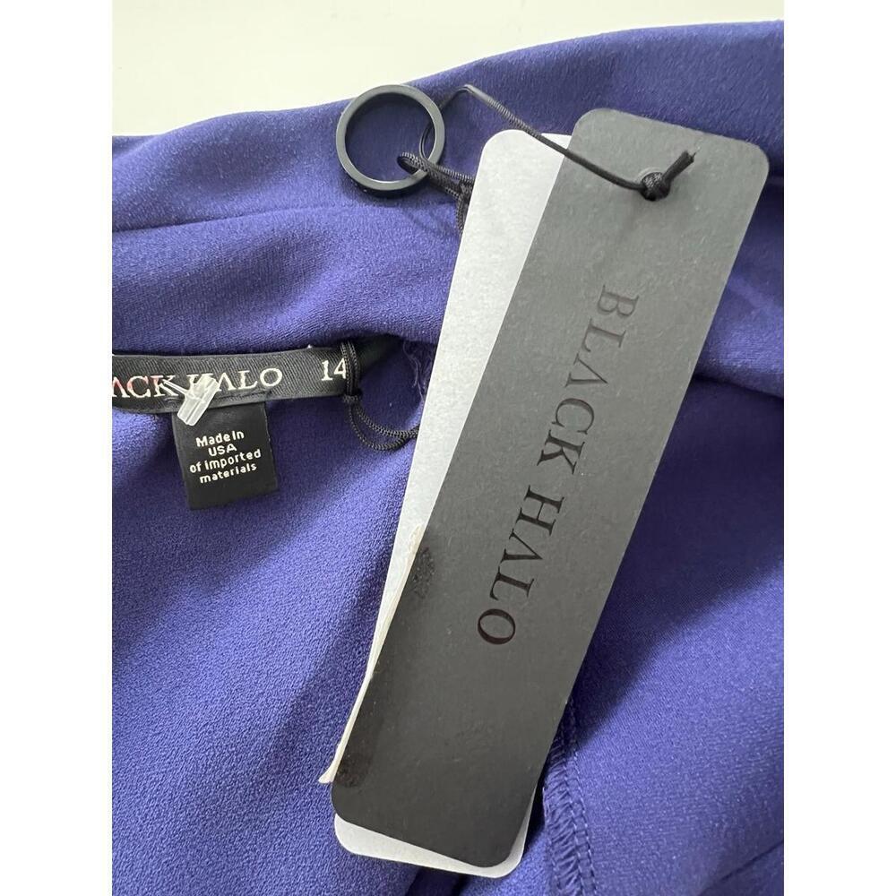 Black Halo Womens Blue Solid  Sheath Dress Size 14 Elegant Office - Picture 5 of 6